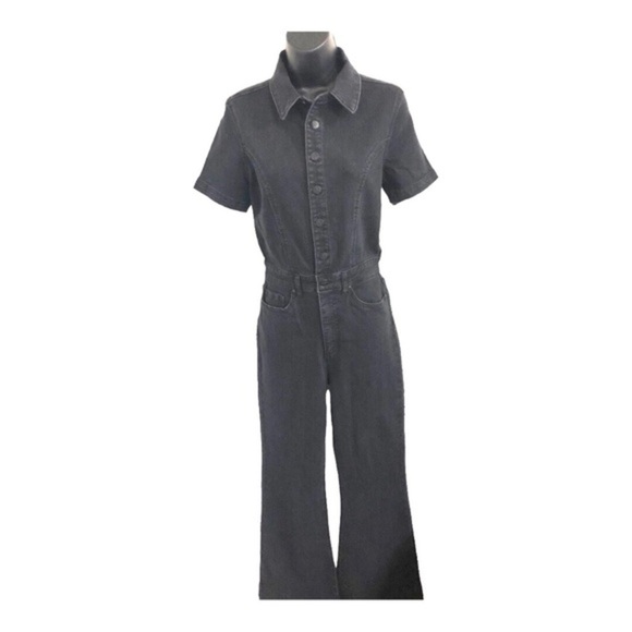 Jessica Simpson black denim button front short sleeve jeans jumpsuit size 5 new - Picture 6 of 17